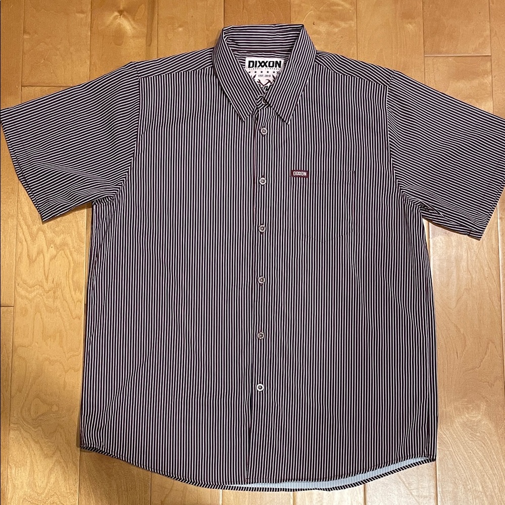 DIXXON Men's triple stripe Black burgundy white Striped Shirt